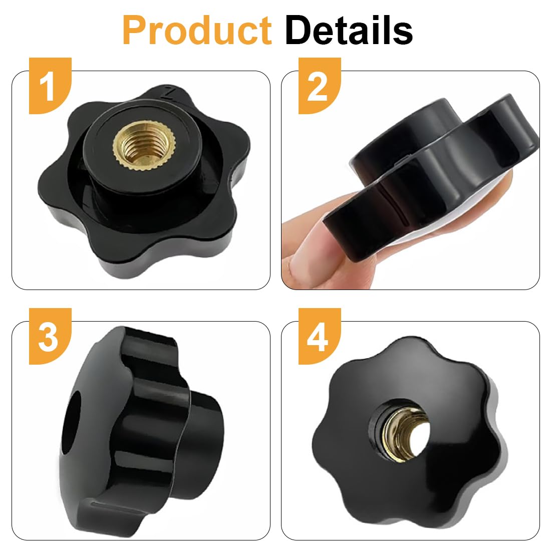 8 pcs Manopola di serraggio con filettatura M8 Manopola di serraggio con dado universale con gambo a stella