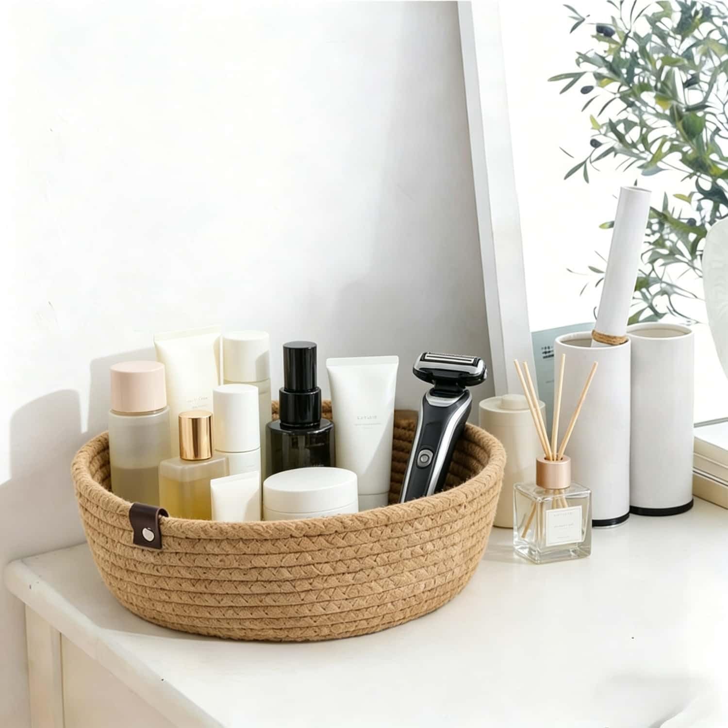 NoriStyle Fiddle Leaf Fig Faux Plant in Ivory White