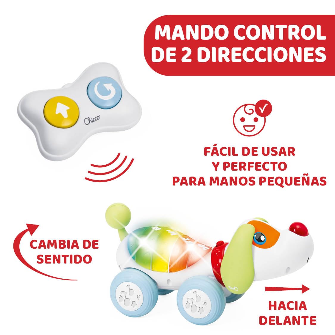 Chicco DogremiRadio Control Parlante, Juguete Teledirigido de Perro, Enseña Música y Sonidos, Mascota Radiocontrol para Niños de 18 Meses hasta 4 años