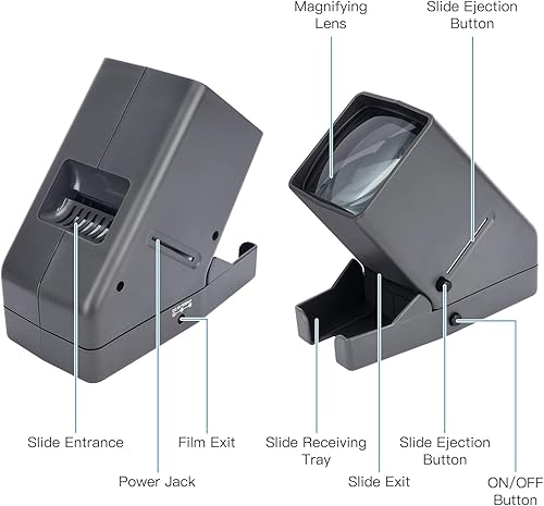 Miniatura 3 de Visor de diapositivas y películas de 1.378 in, visor negativo, visualización iluminada con luz LED de escritorio, aumento 3X, alimentado por USB
