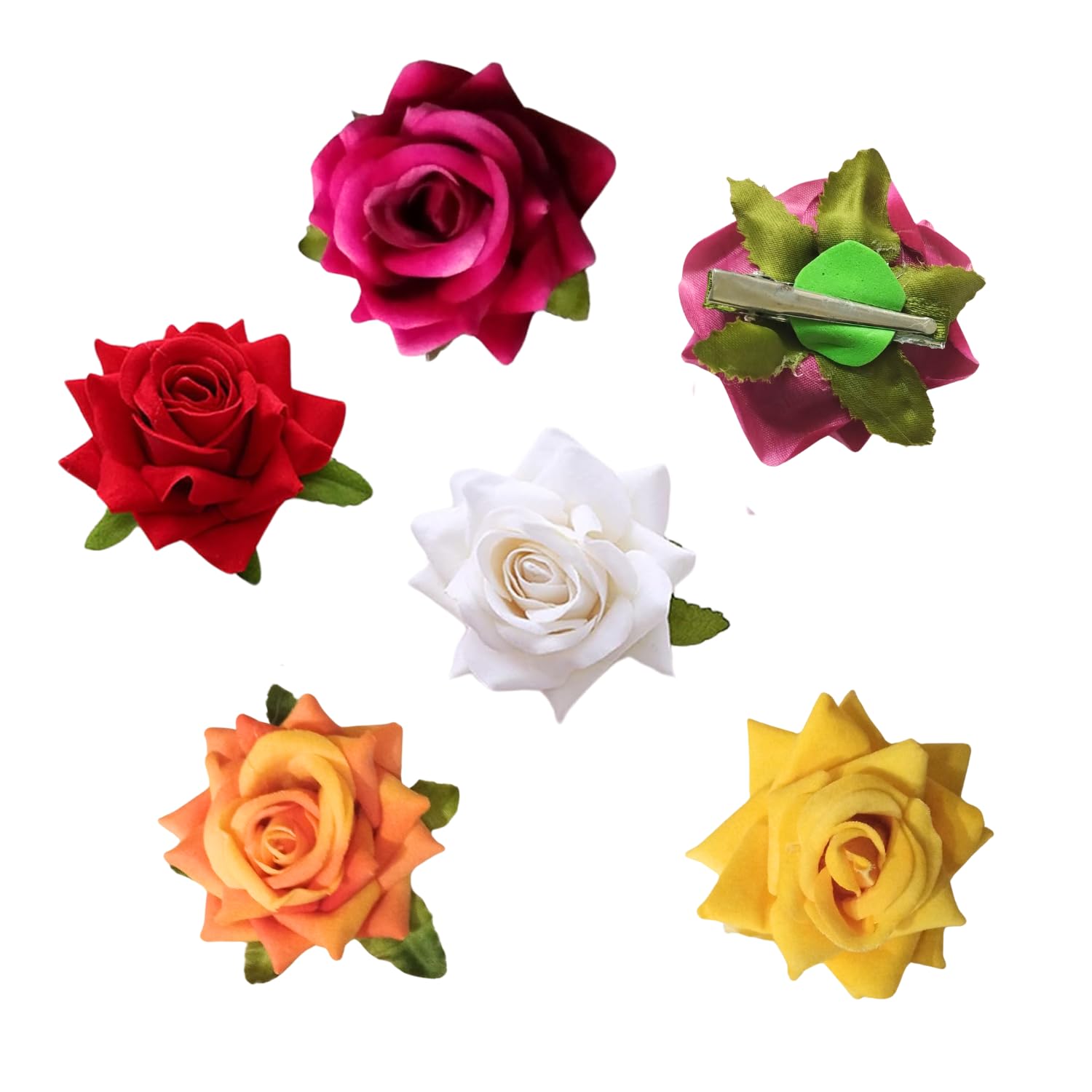 Saathvi Hair Accessories Rose Flower Hair Clip For Hair Styling Hair Clip Pins Barrette Ties For Women’s Girls | Elegant Handmade Combo Clips Fashion Hair Accessories Hairpins Pack Of 5, Multicolor
