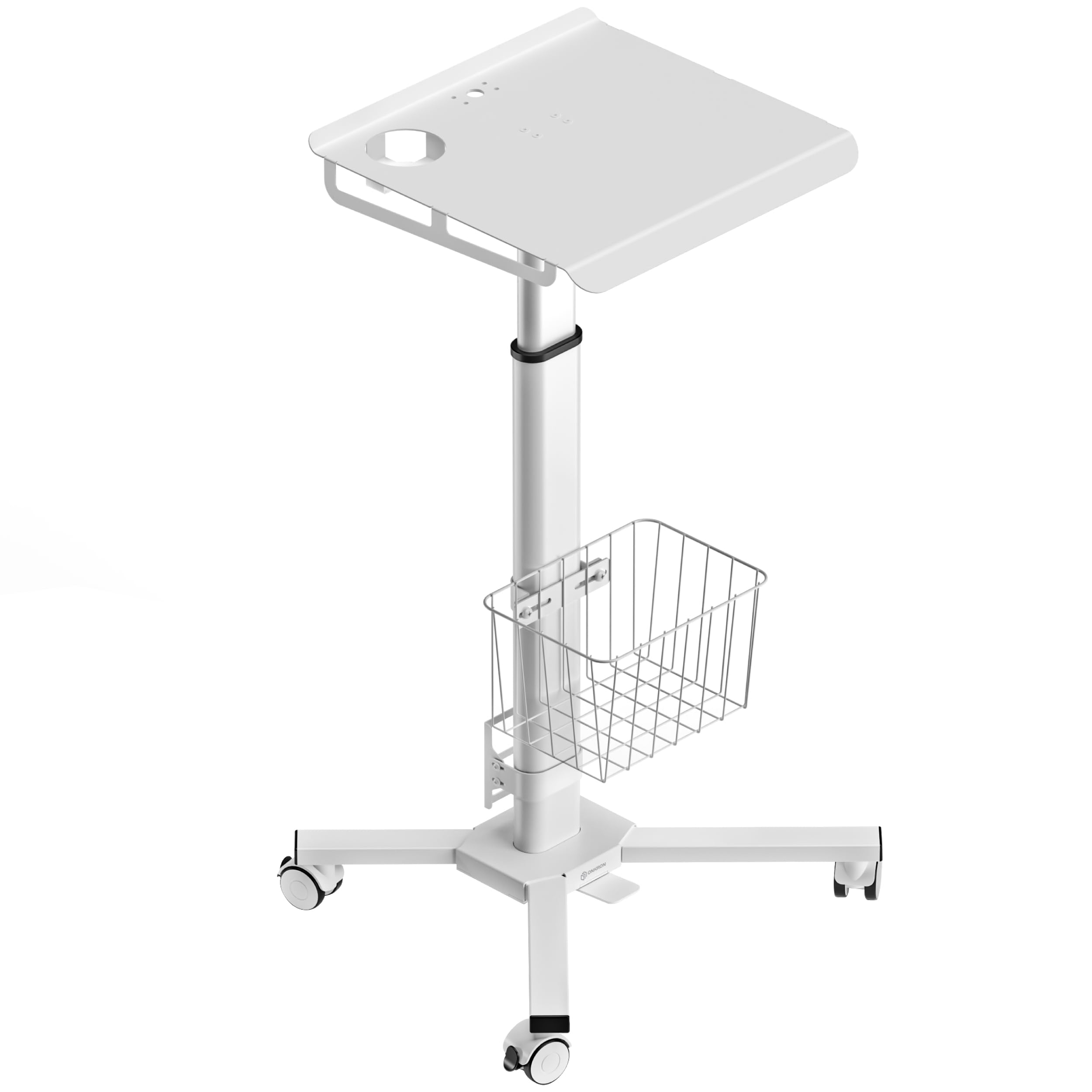 ONKRON Małe biurko z kółkami, optymalne obciążenie 8 kg, stolik na kółkach, stacja robocza z regulacją wysokości, stolik do laptopa, regulowane biurko mobilne na rolce, białe LMG30-W