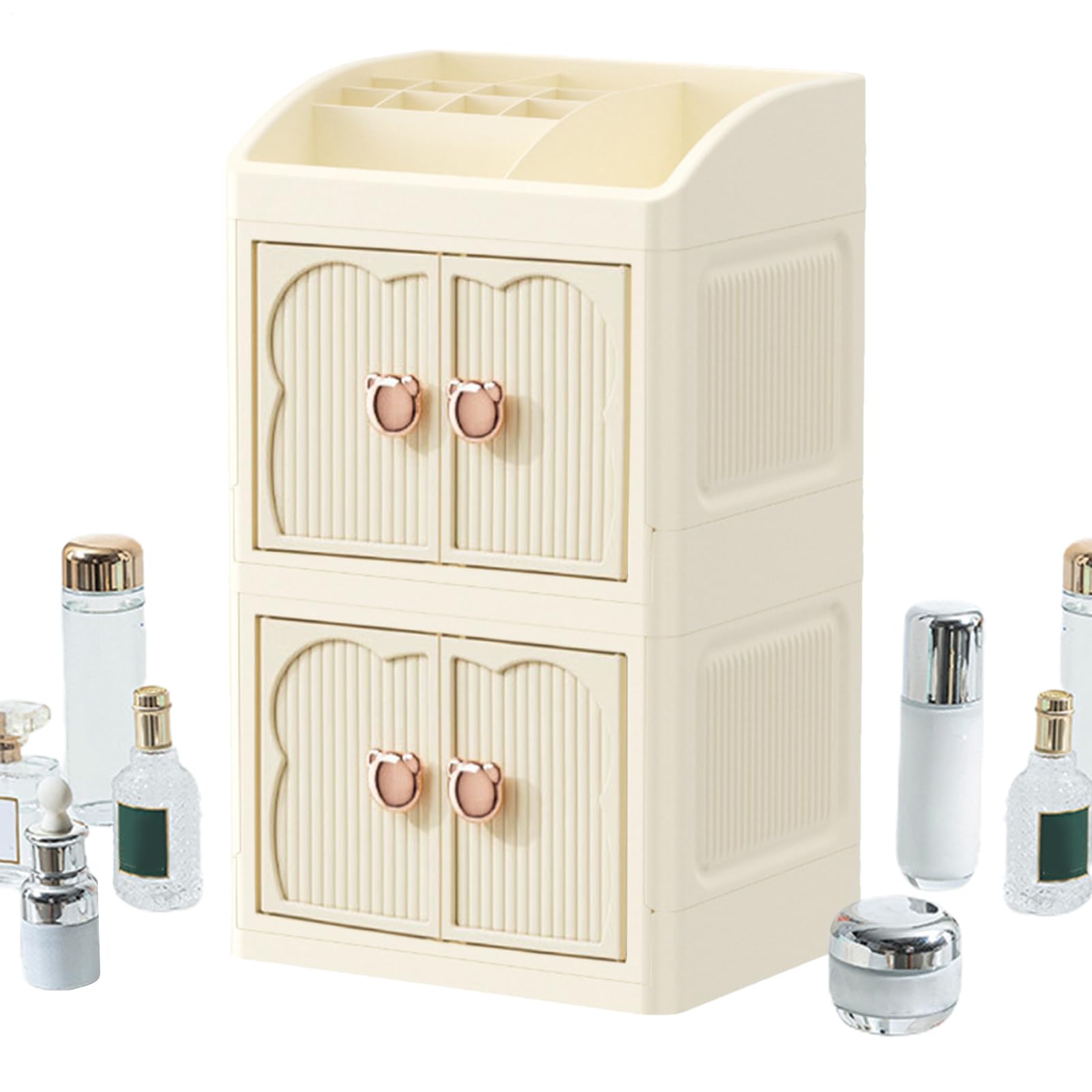 Organisateur de maquillage empilable 3 niveaux gain de place pour cosmétiques