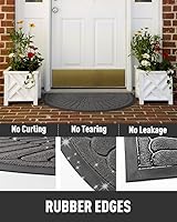 Vista 4 de tchdio Tapete para puerta de entrada al aire libre e interior, semicircular, de goma duradera, antideslizante, para entrada exterior, entrada