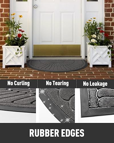 Miniatura 4 de tchdio Tapete para puerta de entrada al aire libre e interior, semicircular, de goma duradera, antideslizante, para entrada exterior, entrada,