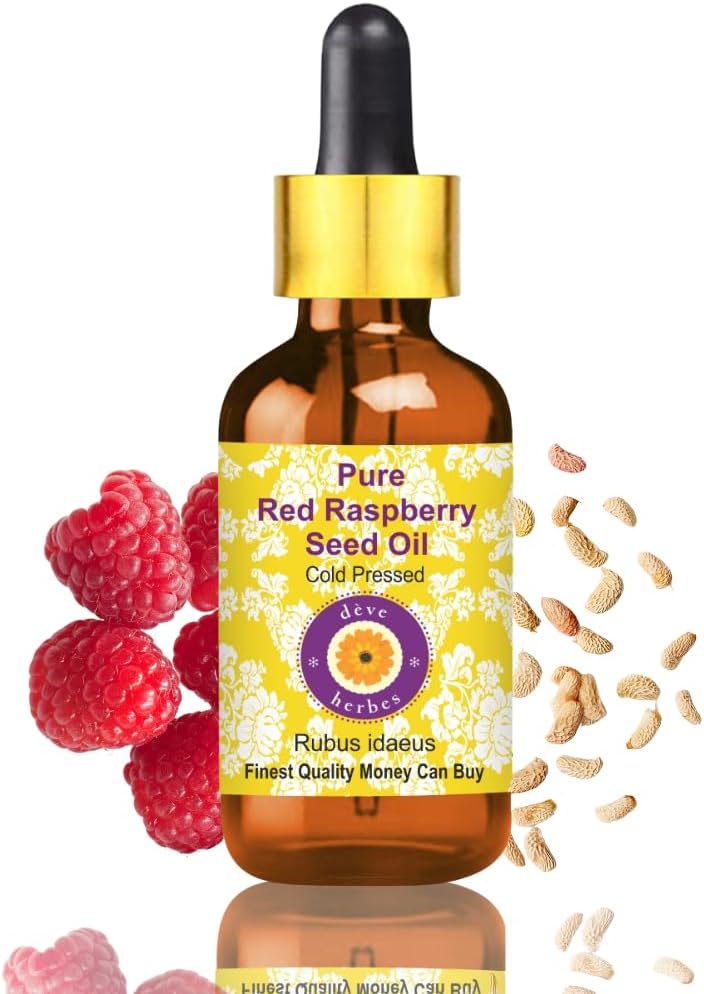 Pure Red Raspberry Seed Oil (Rubus idaeus) Non-Sticky | Non-Greasy | For Skin, Hair, Massage & DIY Use 50ml with Glass Dropper