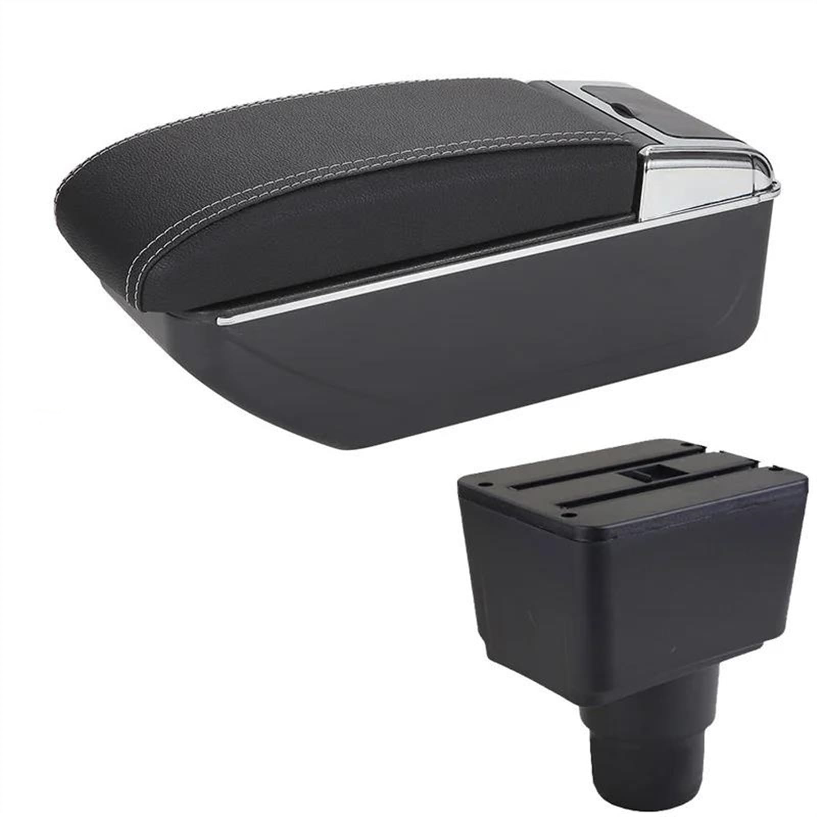 NOHEEU Car Armrest Box Accessories Interior Details Retrofit Storage For EcoSport 2018-2021(D3 Black white No USB)