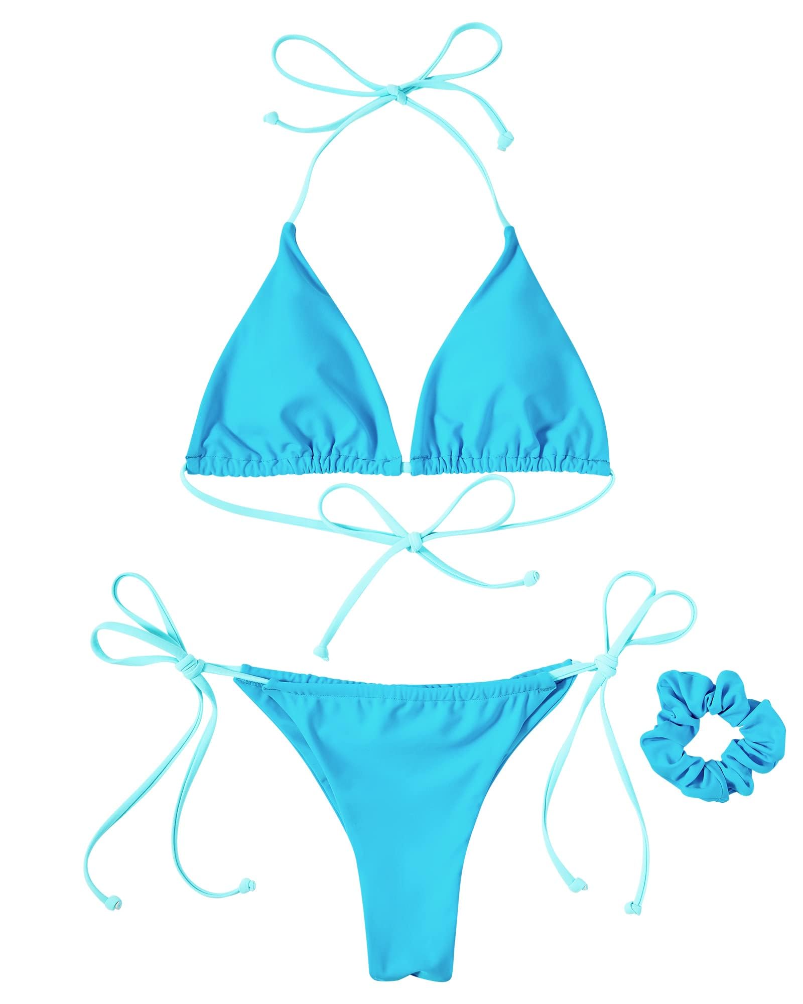 MOSHENGQI Women Sexy Brazilian Bikini 2 Piece Spaghetti Strap Top Thong Swimsuit Bathing Suit