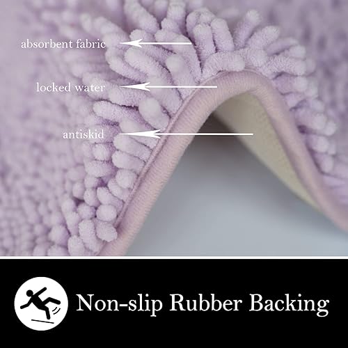 Miniatura 8 de Juego de 3 tapetes de baño de felpilla, superabsorbentes, parte trasera de PVC fuerte antideslizante, tapetes de baño para baño, felpa peluda,