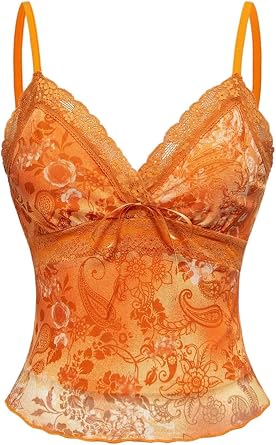 Milumia Womens Y2k Lace Cami Top Fairycore V Neck Spaghetti Strap Tank Top