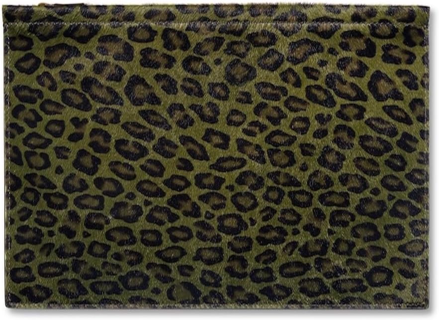 AERIN Olive Leopard Haircalf Zip Pouch