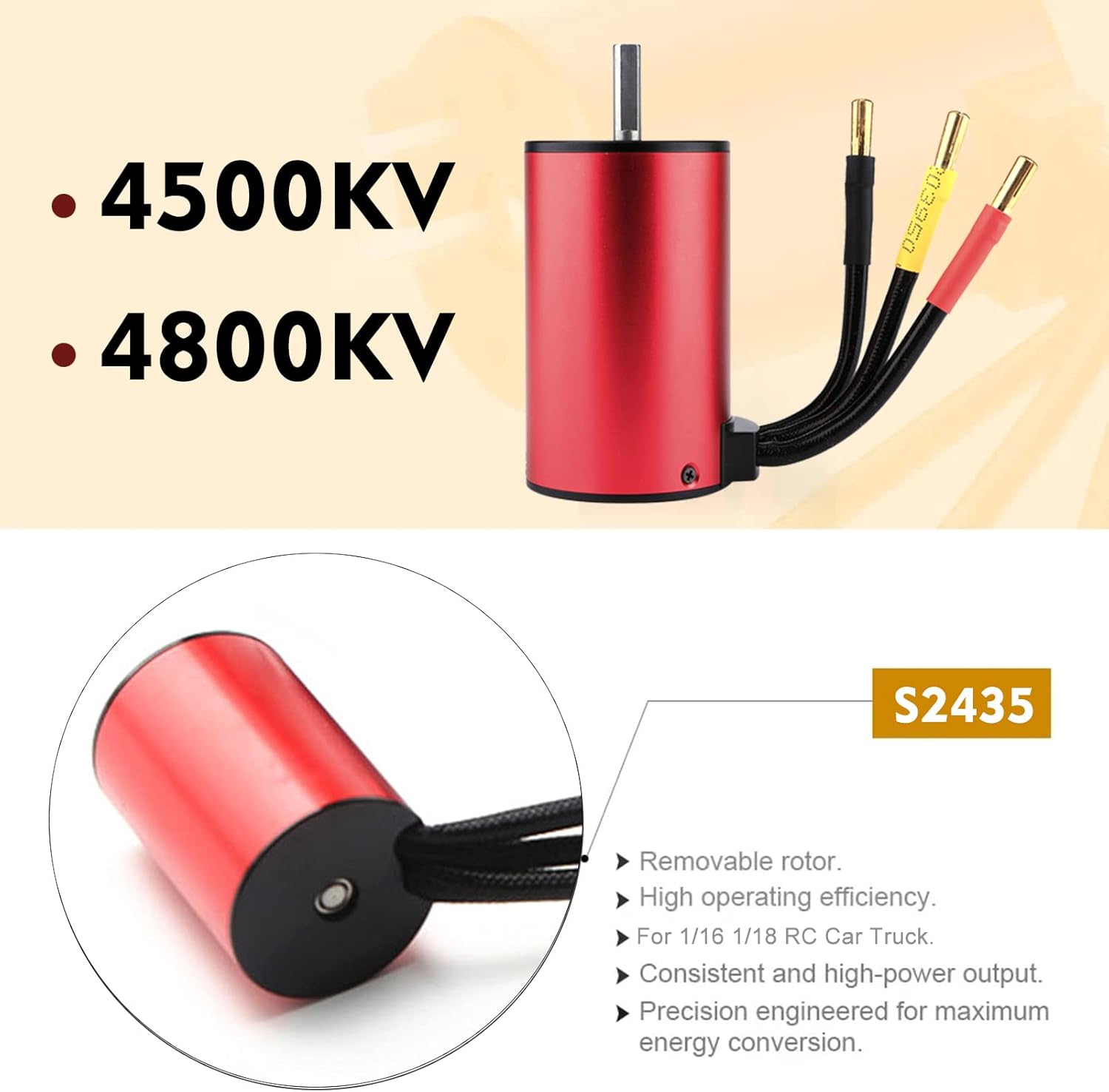 GoolRC S2435 4800KV Brushless Motor 4P Sensorless 25A Brushless ESC Electric Speed Controller for 1/16 1/18 RC Car Truck Car Motor