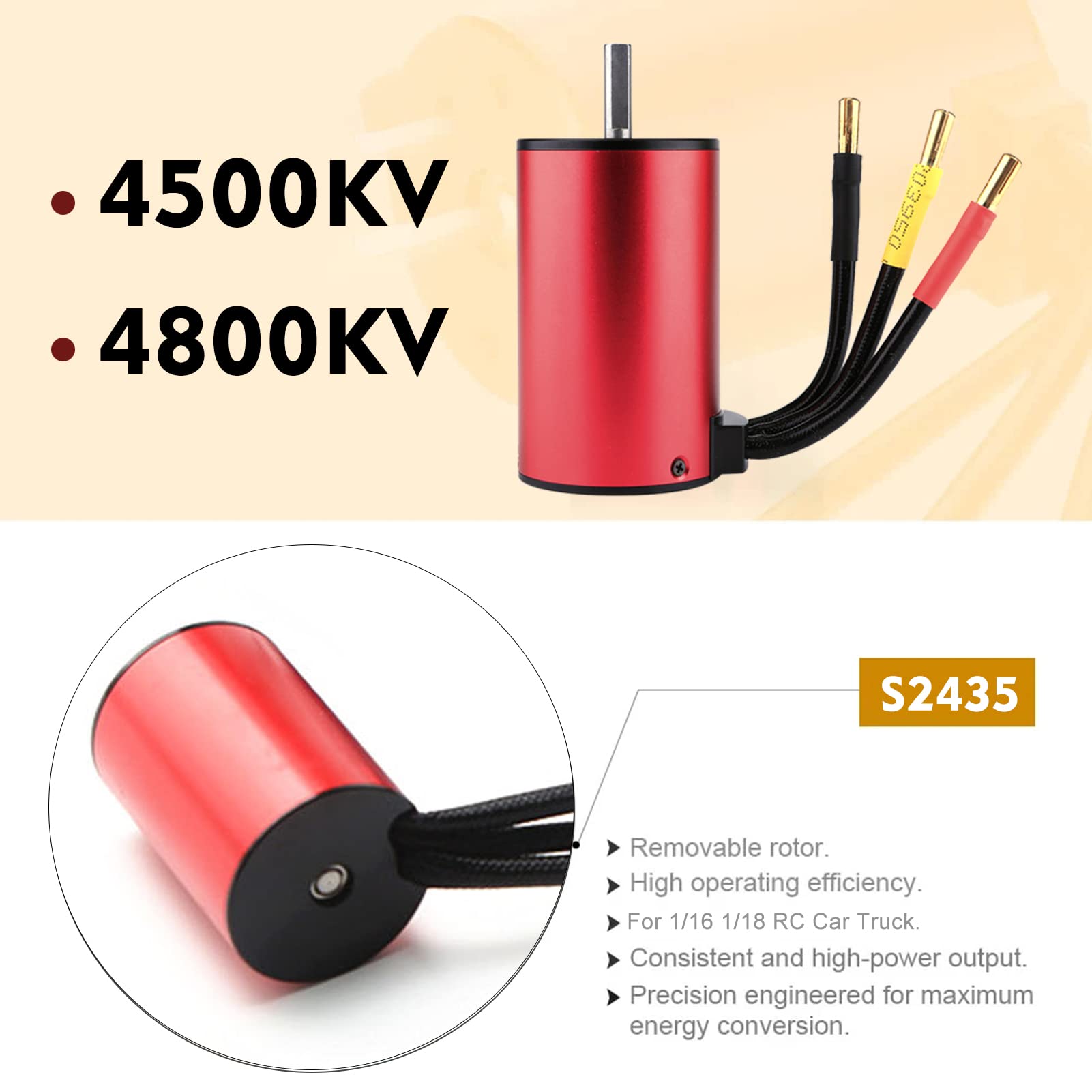 GoolRC S2435 4800KV Motor sin escobillas 4P Sensorless 25A ESC Controlador de velocidad eléctrico para 1/16 1/18 RC Car Truck Motor de coche