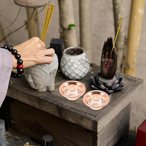 Miniatura 2 de 7 cuencos de cobre para ofrenda, mini tazones de latón de Buda, cuenco de agua bendita, cuenco de mancha ritual para yoga, meditación, suministros