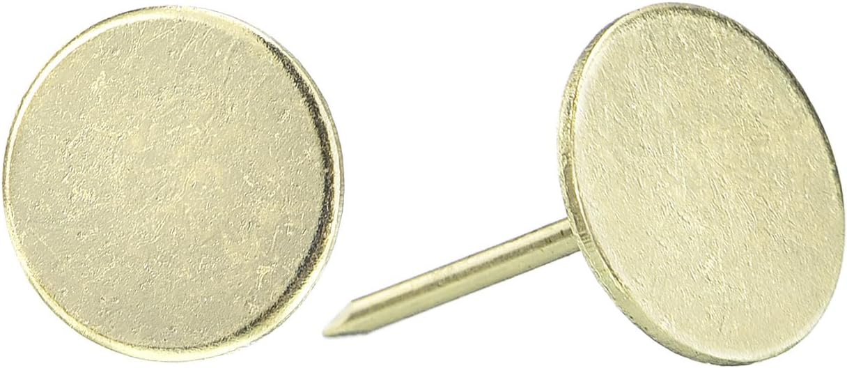 uxcell Upholstery Tacks Nail Pins Furniture, 25Pcs 16x20mm Thumb Tack Pins Assortment Kit Carbon Steel for Home Sofa DIY Decorative Nail Heads Nails, Gold