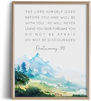 Deuteronomy 318 Religious Quotes Wall Art - Inspirational Bible Verses Decor - Modern Christian Spiritual Poster Print - Catholic Gifts Her - Holy Scripture Jesus Christ - God Prayer Faith Positive