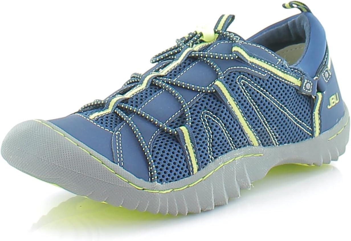 JBU by Jambu Women's Synergy MESH Water Ready Sneaker, Navy/Kiwi, 7.5