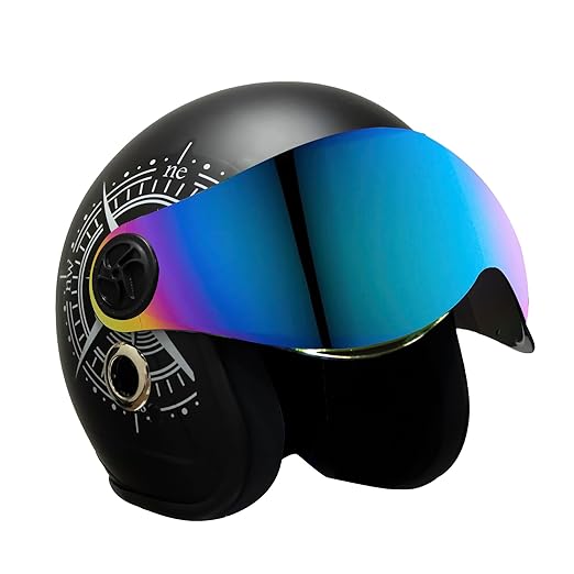 Turtle Helmet Star with Visor Open Face Design with Scratch Resistive Rainbow Visor & Hard Shell ABS Plastic Helmet-Parent