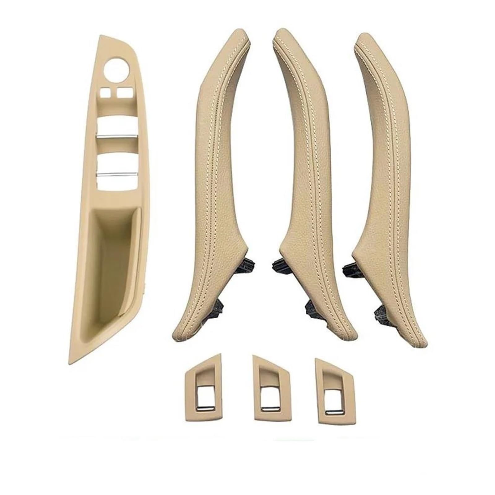 NOHEEU LHD Leather Interior Door Pull Handle Assembly Set for BMW 5 Series F10 F11 F18 520 523 525 528 530 535(LHD Beige11)