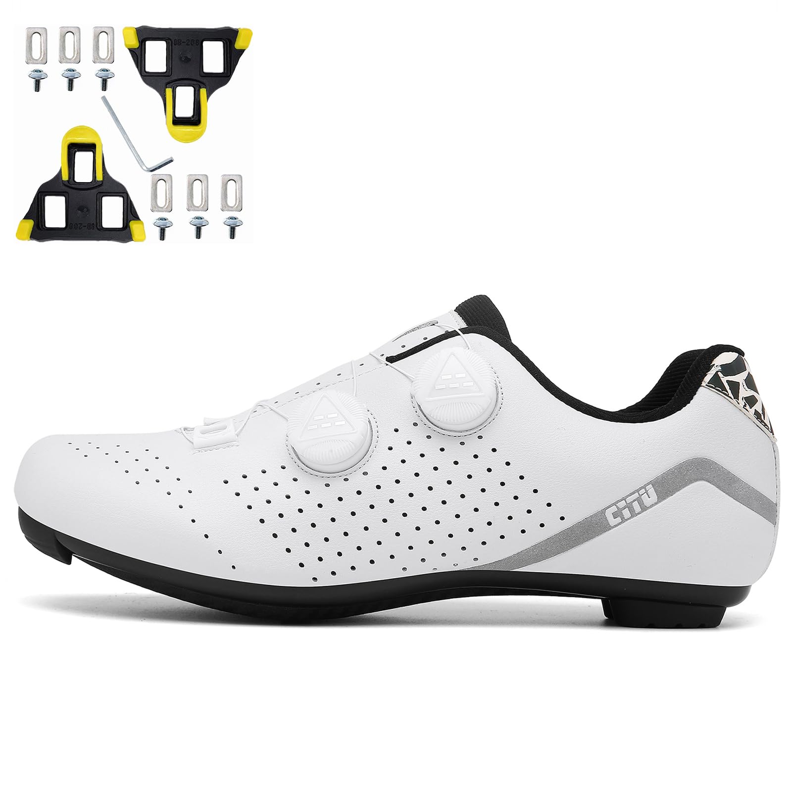 Hombre Zapatillas de Ciclismo, Zapatos Bicicleta Carretera Exterior compatibles con Peloton Look SPD SPD-SL Delta Cleats Moda para Interiores Exteriores