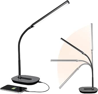 OttLite Strive LED Desk Lamp with USB Port, Black