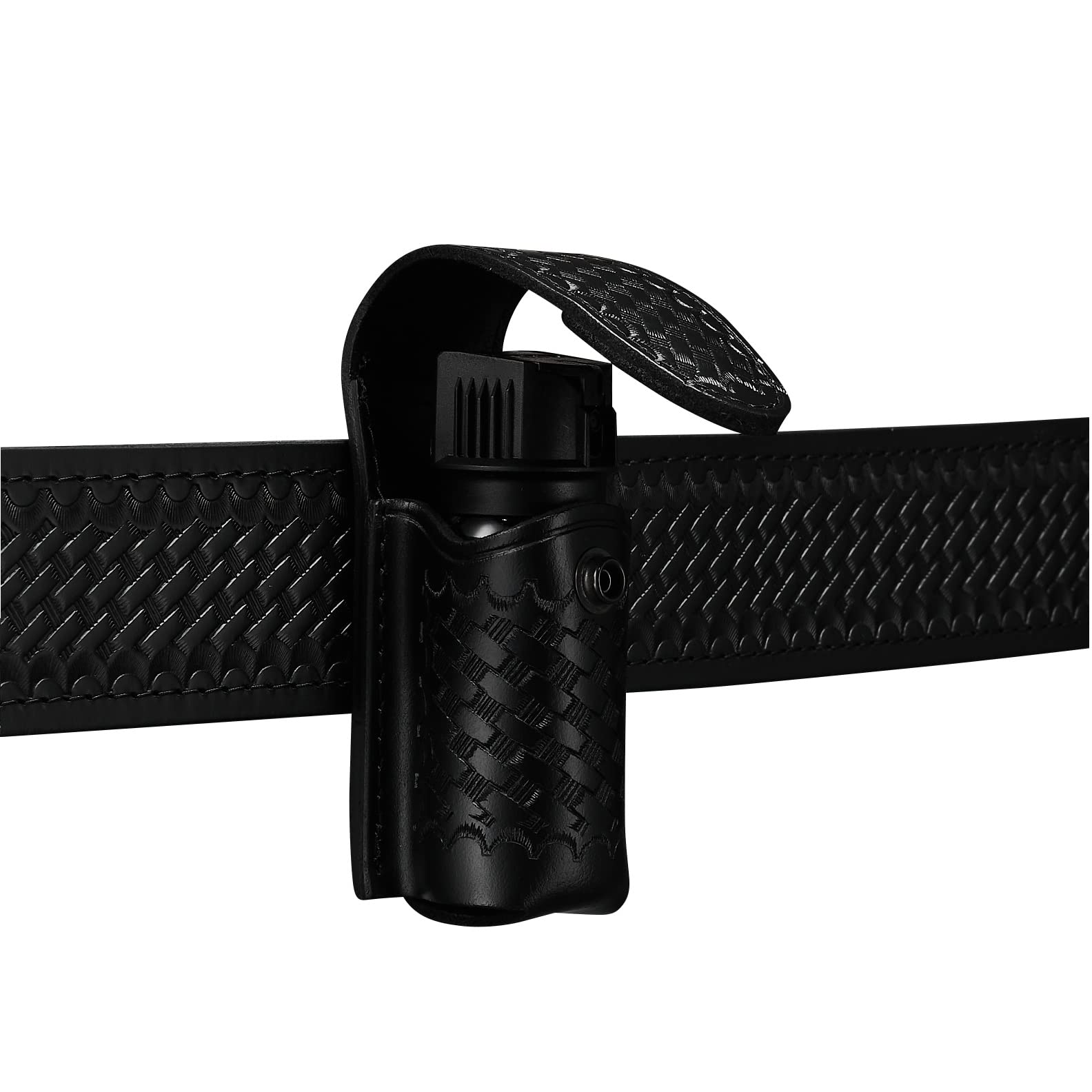 Mace Pepper Spray Holder Black Leather Hidden Snap Basketweave Belt Pouch MK III, adatto fino a 56,7 g