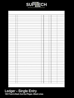 Ledger – Single Entry: 200 (100 Front and Back) 8.5" x 11" White Pages with Black Lines (Suplitech Office & School Essentials)