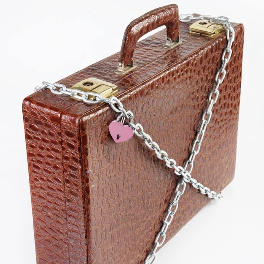 2 Pcs Cute Heart Shaped Padlock, Mini Padlock with Key Metal Lock for Jewelry Box Diary Book Handbag Storage Box Suitcase Decorative Lock Luggage (Gold & Pink)