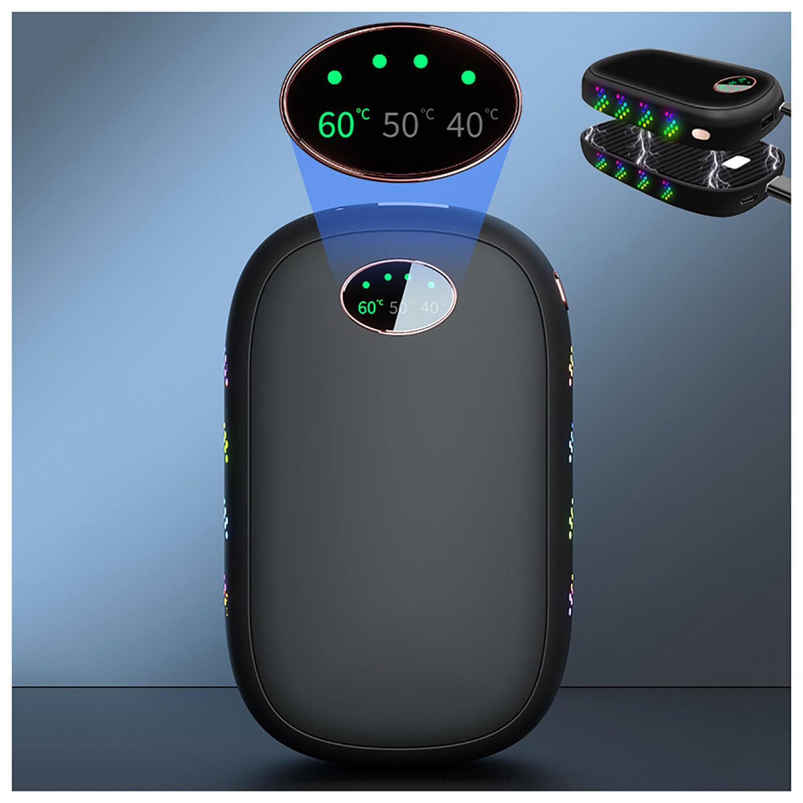 Scaldamani elettrici 2 Pezzi 10000 mAh, scaldamani riutilizzabili USB-C/10 Ore di Calore 3 Livelli di Calore Fino a 140 ℉ per Regali all'aperto per Sci, Campeggio, Golf