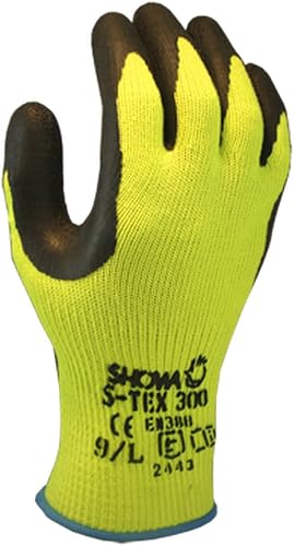 SHOWA S-TEX 300 Natural Rubber Latex Palm Coated A4 Cut Resistant Safety Glove w