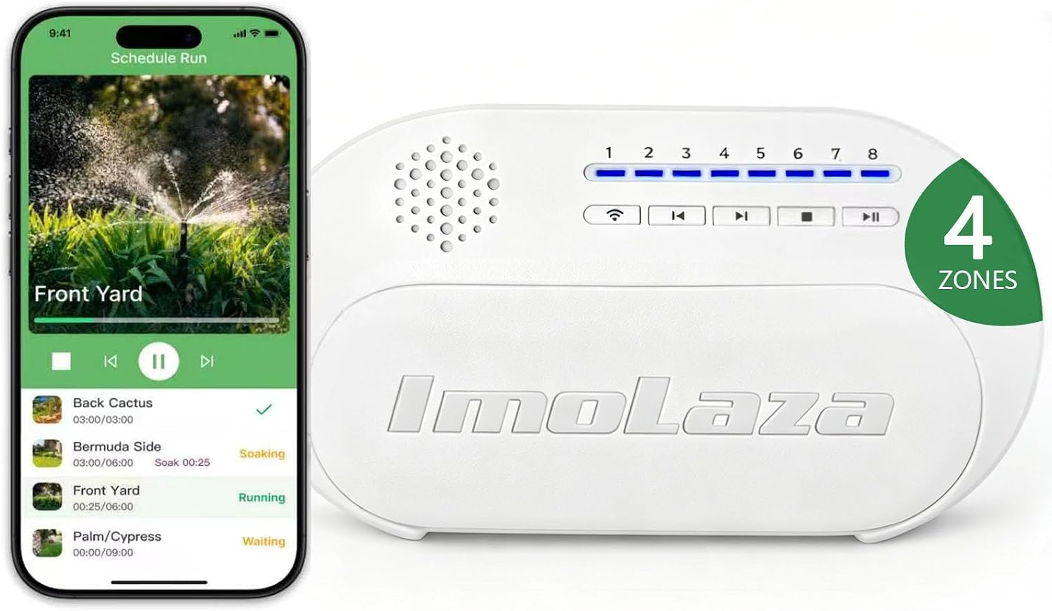 Indoor Smart Sprinkler Controller, Automatic Water Saving Irrigation Controller, 2.4GHz WiFi, Rain Freeze Wind Skip,Easy Install & App Remote Control (8-Zone)