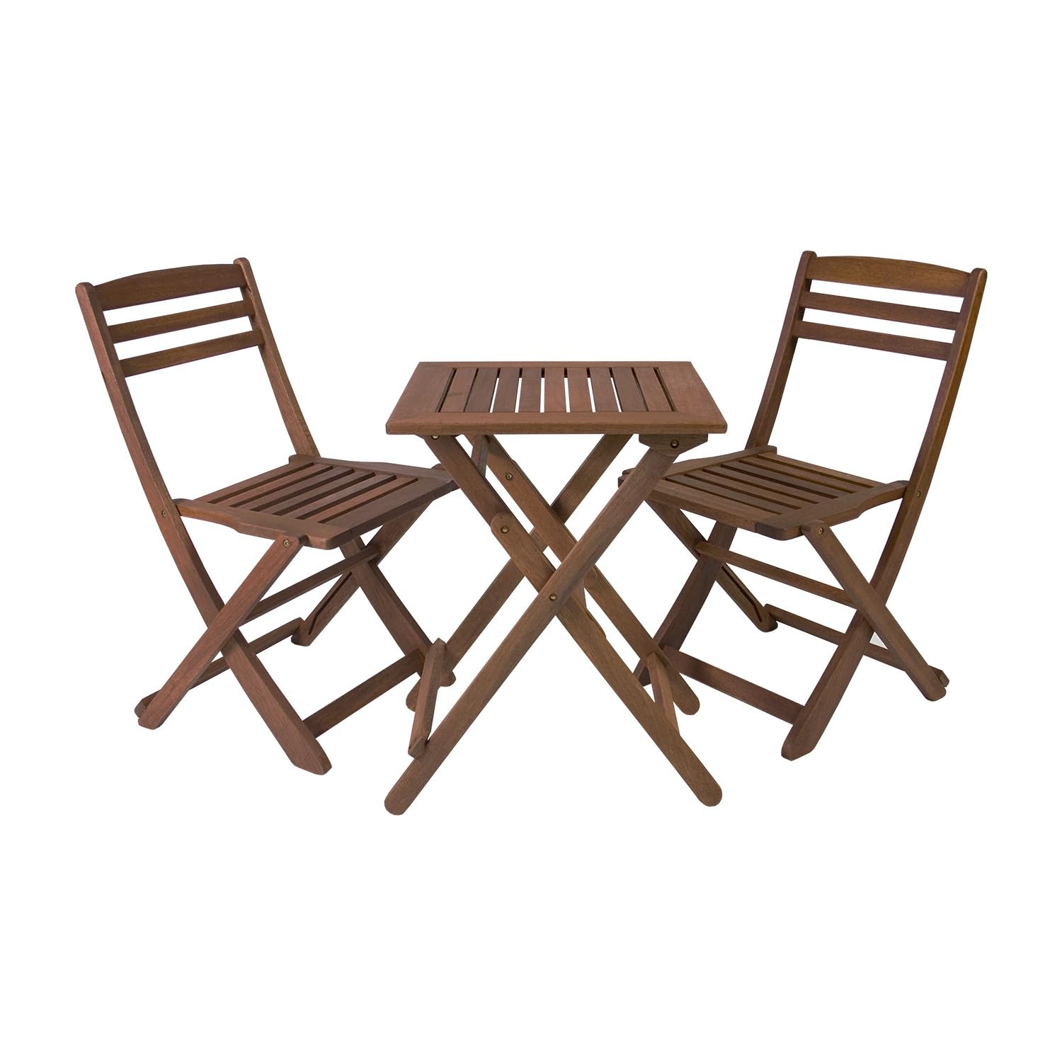 Juego de mesa y 2 sillas de madera exterior Rouen color meranti