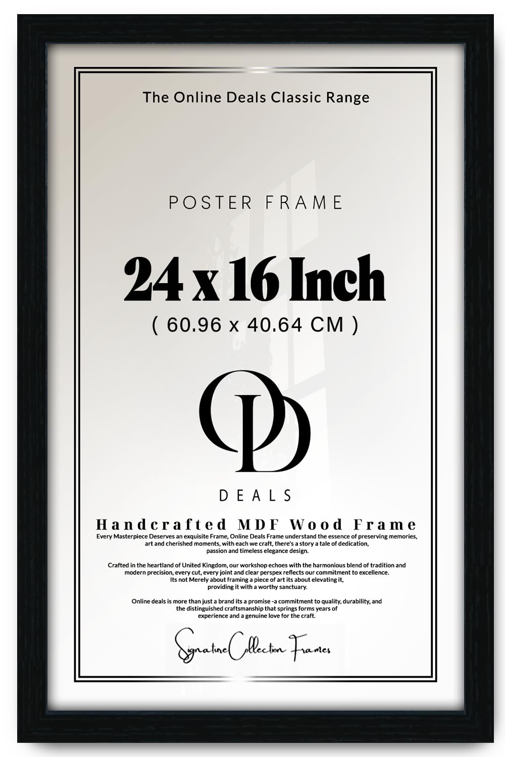 Od Deals Black — Contemporary Medium 24 X 16 Inch Wall Frame | Finish For Vertical Or Horizontal Display, Sleek Profile For Living Room, Office And Gallery Walls (60.96 X 40.64 Cm)