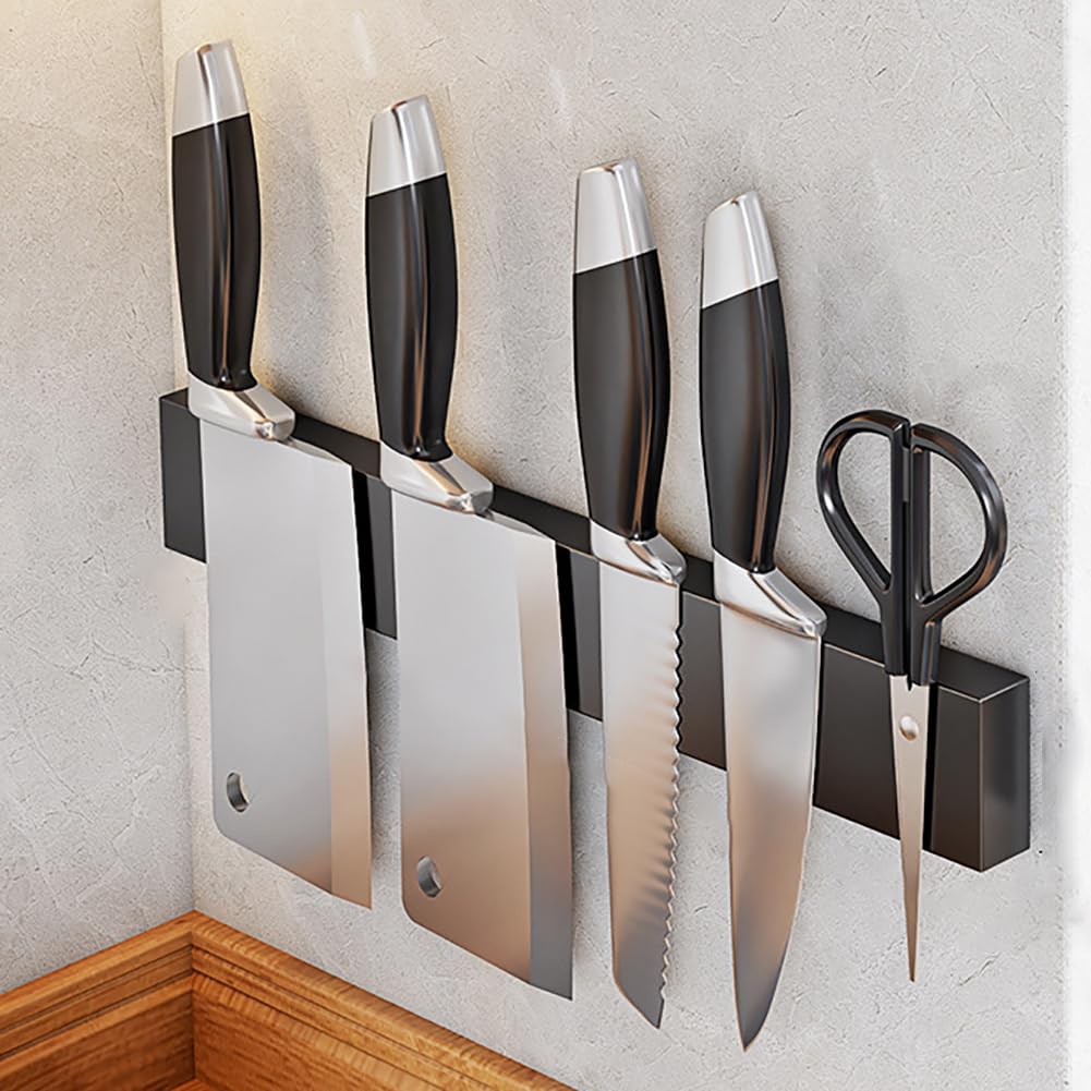 Edelstahlmagnetmesserhalter Mit Extra Starker Magnetmesserhalterstreifen, No-Punch-Einfache Installation Magnetmesserhalter Für Schwere Messer, Grau,40cm