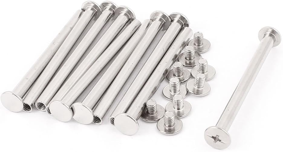 Sourcingmap 10Pcs 5x60mm Nickel Plated Screw Post Binding Screws for Album Menu