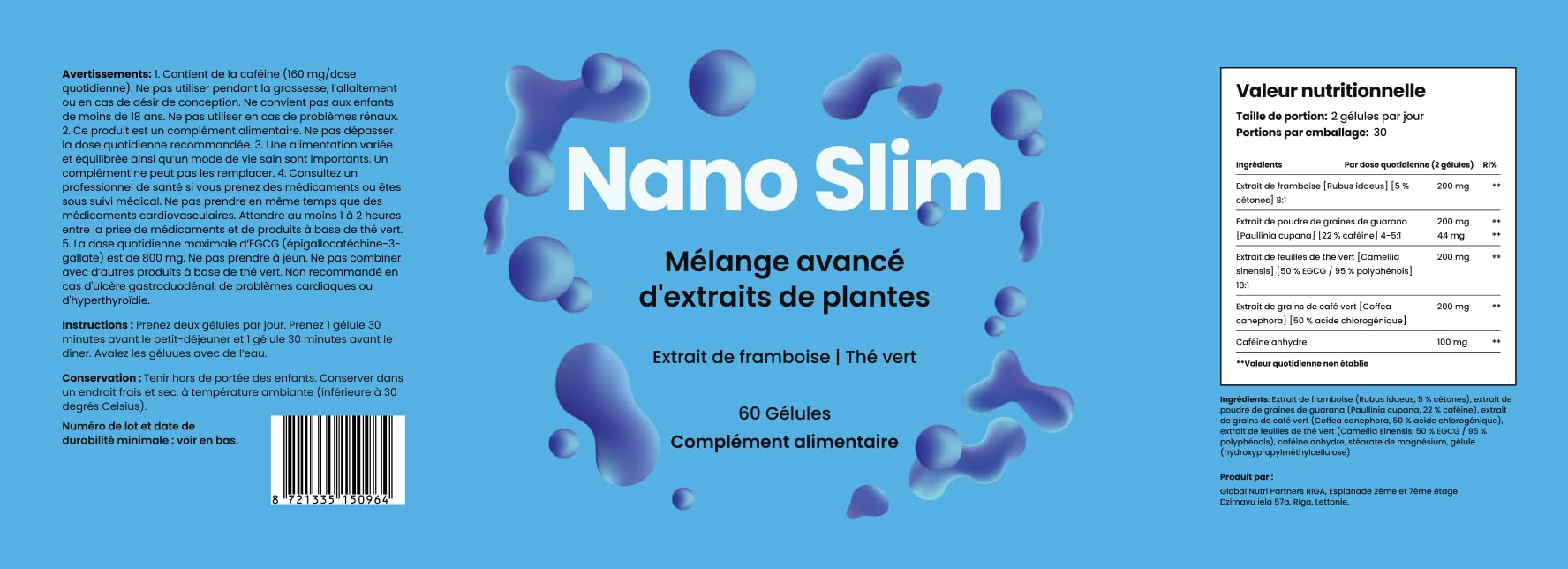 Nano Slim – Formule végétale contemporaine aux extraits naturels, 60 capsules – 450 mg
