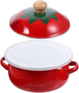Enamel Double-handle Cooking Pot with Lid Acid-alkali Resistant Soup and Stew Pan for Home Kitchen Compatible with Induction and Gas Cookers Non-slip Heat-insulated Handles Easy to