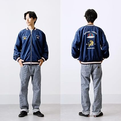 Amazon | [BLUEPORT] ベロア 刺繍ジャケット スカジャン メンズ