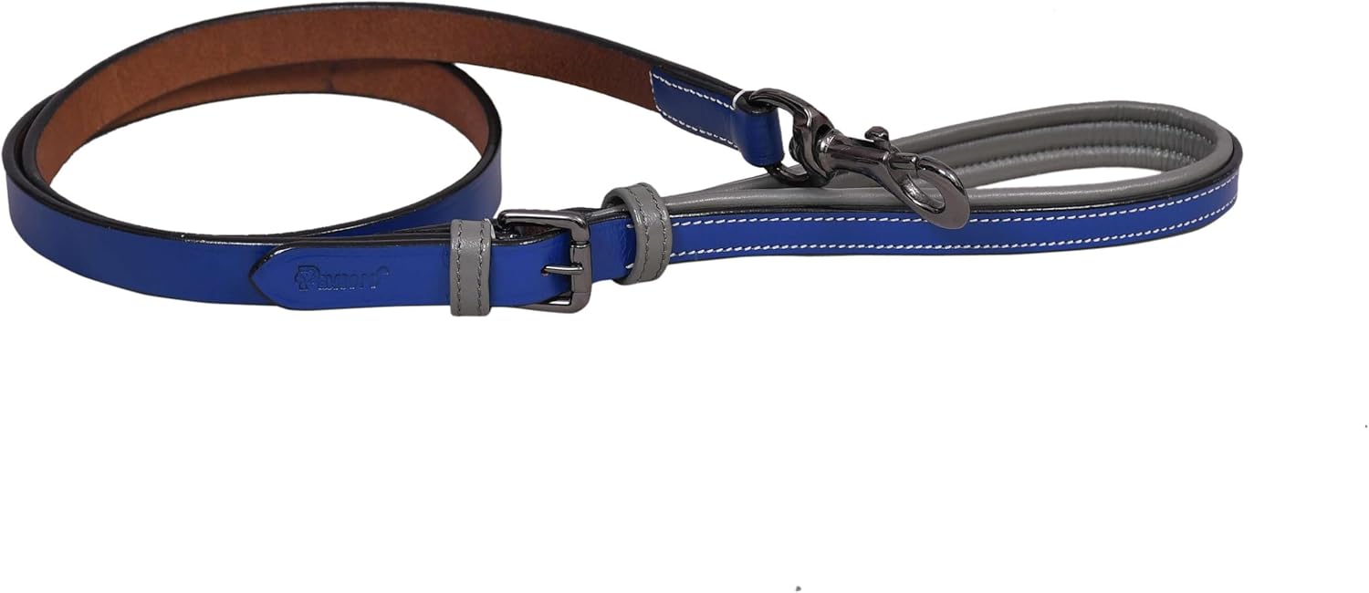 Durable Leather Dog Leash Dog Collar - Soft Leather Padded Comfy Handle for Small, Medium and Large Dogs