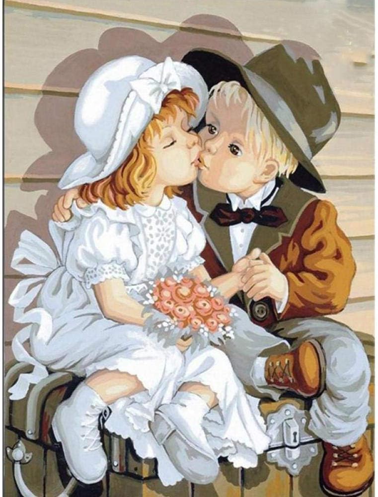 5D"Cute Little Couple" DIY Diamond Painting kit Creative Mosaic Cartoon Character Picture Diamond Embroidery Cross Stitch Round Rhinestone Crafts