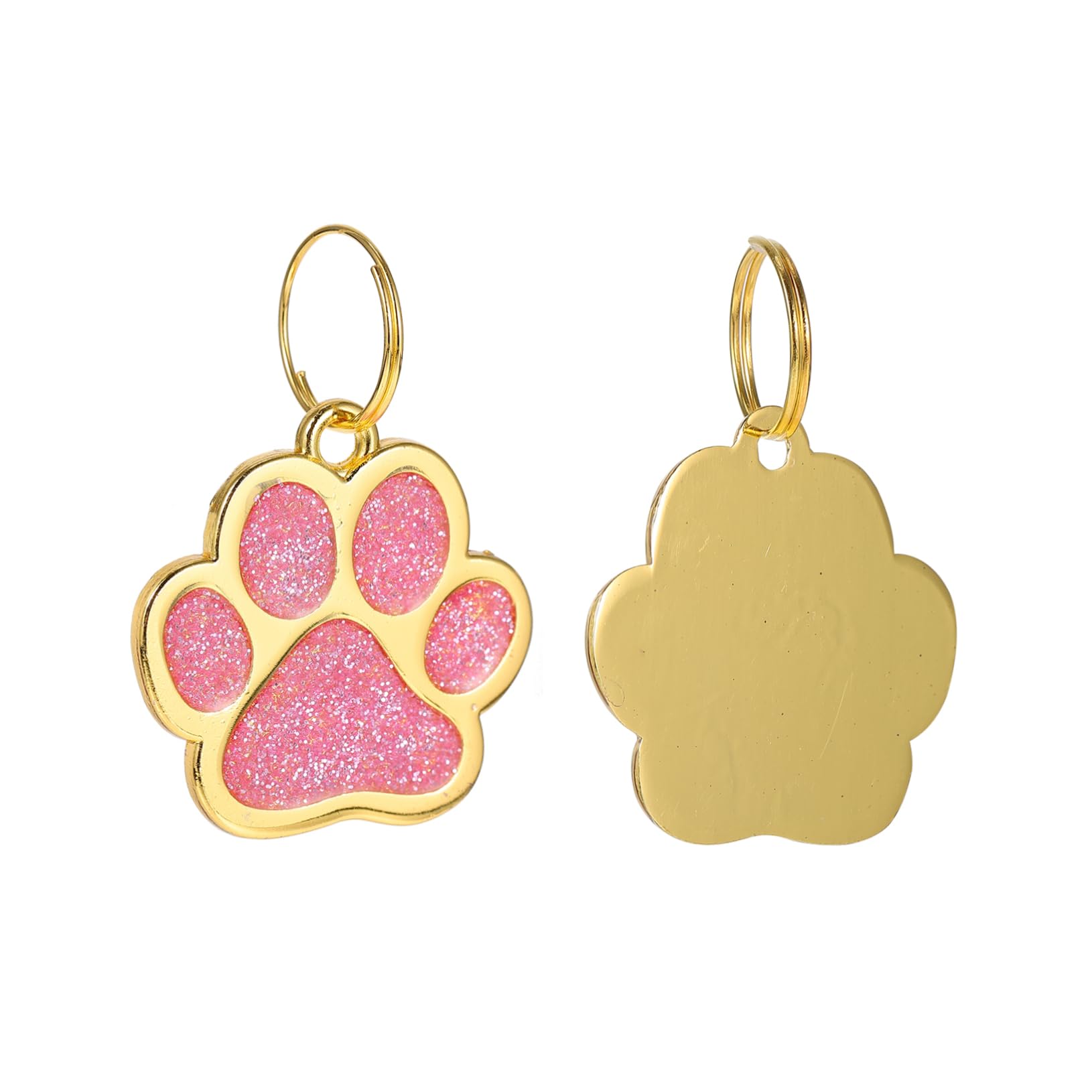 Generic 3pcs Pet Dog Tag Custom Tags Pet Collar Pendant Personalized Puppy Tags Glitter Paw Pet Tag Cat Name Charm Tags Id Tag Kitten Collar Pet Name Plate Accessories Lettering Zinc Alloy