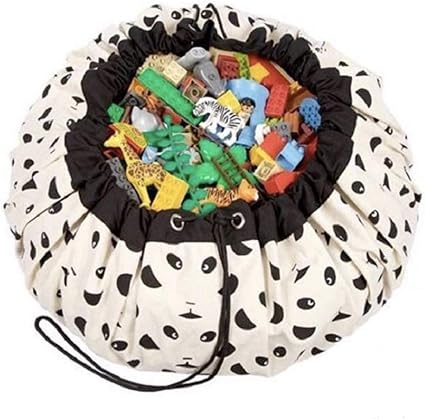 Amazon Perabello プレイマット おもちゃ収納 バッグ ラグ キッズマット おもちゃ 子どもプレイマット お片付け簡単 おしゃれ 直径140cm 大きいサイズ パンダ柄 ベビージム プレイマット ベビー マタニティ 通販