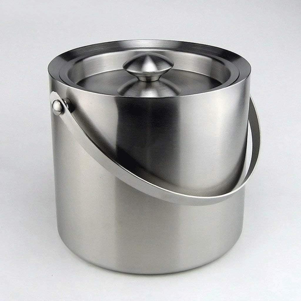 Cubitera Botella Vino Cubo de Hielo de Acero Inoxidable, Cubo de Acero con Asas de Transporte, Enfriador de Vino y Cerveza para Fiestas, Ideal para refrigeradores de Bares en casa