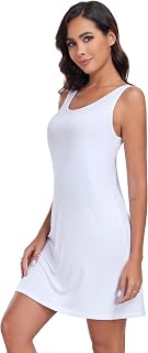 Womens Full Slip Tank Top Dress Soft Slip Under Dress Wide Straps Lingerie Nightgown