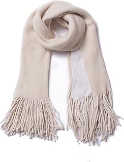 Beige Shawl Costume, Womens Shawl Wrap Acrylic Solid Color On Both Sides Unisex Blanket Scarf 77X22in(195X55cm)