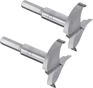 Kozelo 2pcs Forstner Drill Bits - [60mm] Tungsten Carbide Auger Opener for Wood Furniture Hinge Woodworking Use, Hex Shank, Gray