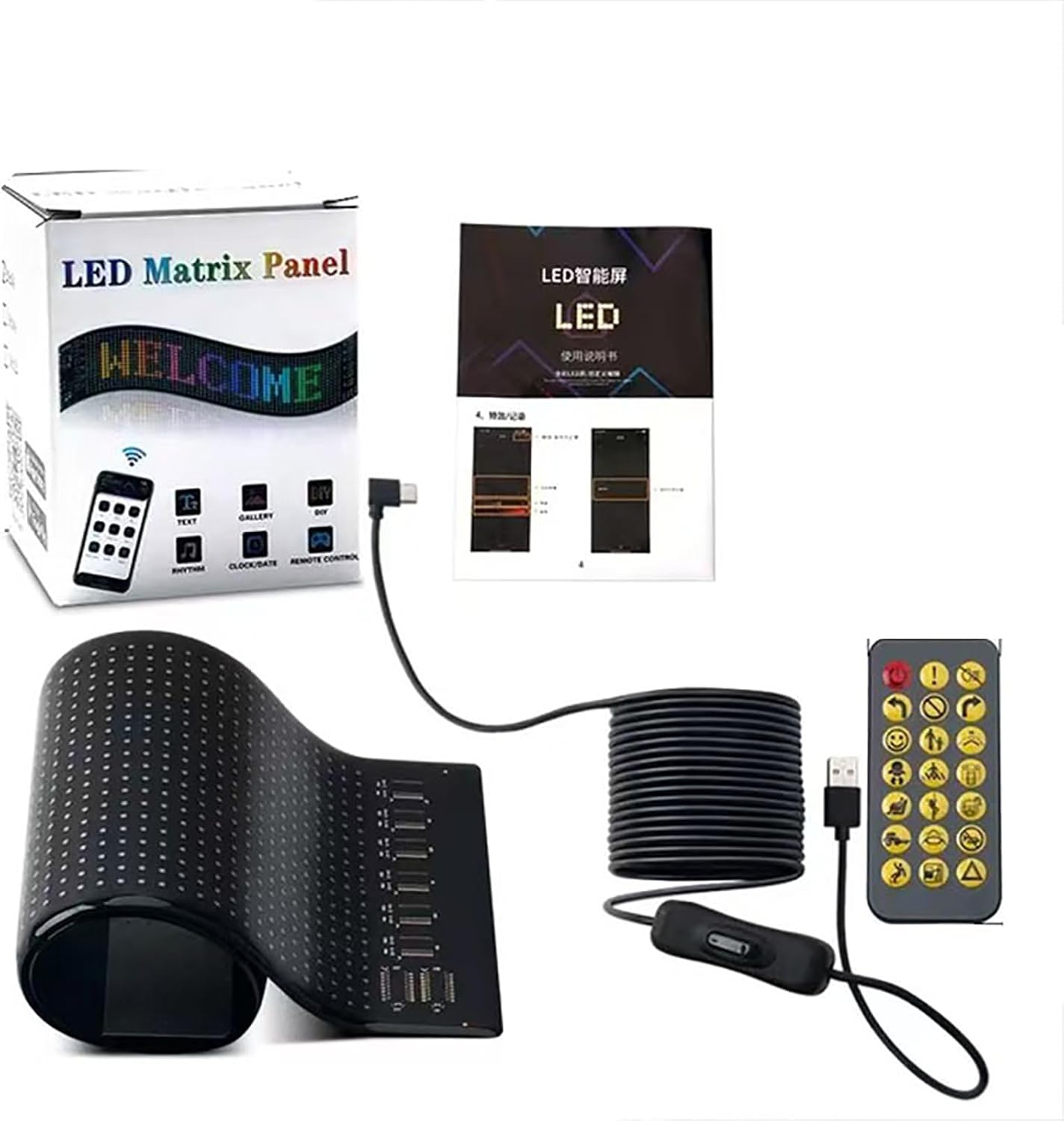 Programmable Devil Eyes Light for Cars, Colorful Eye Lamp Soft Screen for Car Windows, DIY Car Dynamic LED Smart Colorful Eye Lamp Soft Screen