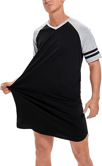 MINTLIMIT Mens Cotton Nightwear Short Sleeve Night Shirt Sleep Shirt M-3Xl