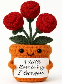 Presente de Natal I Love You para sua esposa, namorada, crochê, rosa, romântico, aniversário, Dia dos Namorados, presente de aniversário para My Love Keepsake