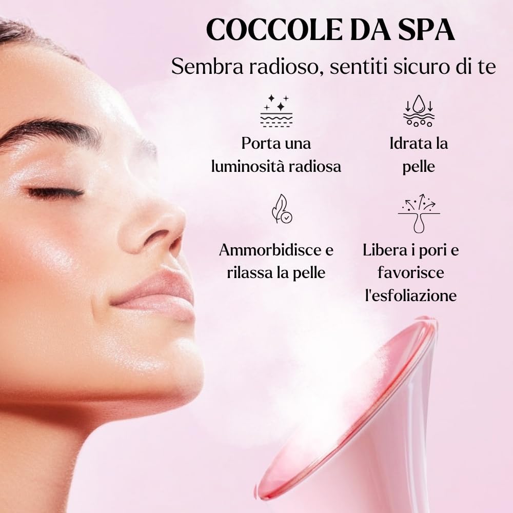 VogueNow Kit Spa per vaporizzazione del viso con 8 strumenti per la cura della pelle in omaggio | Vapore per la pulizia profonda del viso con modalità scalda-asciugamani e umidificatore